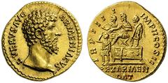 ROMAN AND BYZANTINE COINS Lucius Verus. AD 161-169. Aureus (Gold, 18mm, 7.31 g 12), Rome, 163-164. L VERVS AVG ARMENIACVS Bare head of Lucius Verus to right. Rev. TR P IIII IMP II COS II / REX ARMEN /