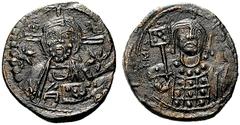 ROMAN AND BYZANTINE COINS Michael VII Ducas. 1071-1078. Follis (Bronze, 24mm, 6.30 g 7), Constantinople. IC XC Bust of Christ facing, wearing tunic and himation, raising right hand in benediction and 