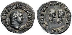 ROMAN & BYZANTINE COINS Vitellius, with his children, 69. Denarius (Silver, 18mm, 3.39 g 5), Rome. A VITELLIVS GERM IMP AVG TR P Laureate head of Vitellius to right. Rev. LIBERI IMP.GERM AVG. Busts of