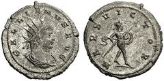 ROMAN & BYZANTINE COINS Gallienus, 253-268. Antoninianus (Billon, 21mm, 4.28 g 11), Antioch, 264-265. GALLIENVS AVG Radiate, draped and cuirassed bust of Gallienus to right. Rev. MARS VICTOR Mars, nud