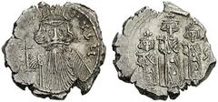 ROMAN & BYZANTINE COINS Constans II, with Constantine IV, Heraclius and Tiberius, 641-668. Hexagram (Silver, 20mm, 6.60 g 7), Constantinople, 666-668. ...]AVgU Bust of Constans II facing with long bea