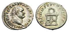 Titus, 79-81. Denarius (Silver, 19mm, 3.58 g 6), Rome, 80. IMP TITVS CAES VESPASIAN AVG P M Laureate head of Titus to right. Rev. TR P IX IMP XV COS VIII P P Wreath on curule chair. BMC 66. Cohen 318.