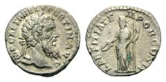 Pertinax, 193. Denarius (Silver, 17mm, 3.20 g 12), Rome. IMP CAES P HELV PERTIN AVG Laureate and bearded head of Pertinax to right. Rev. LAETITIA TEMPOR COS II Laetitia, draped and diademed, standing 