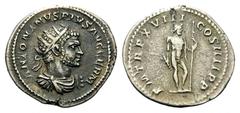 Caracalla, 198-217. Antoninianus (Silver, 24mm, 4.94 g 6), Rome, 215. ANTONINVS PIVS AVG GERM Radiate, draped and cuirassed bust of Caracalla to right. Rev. P M TR P XVIII COS IIII P P Jupiter, nude b
