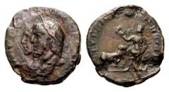 Victorinus, Usurper in Gaul, 269-271. ‘Denarius’, an offstrike from Aureus dies (Bronze, 20mm, 4.78 g 1), Cologne, 271. IMP C VICTORINVS P F AVG Laureate heroic bust of Victorinus to left; behind, rad