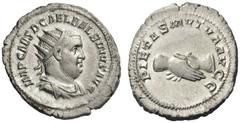 ROMAN AND BYZANTINE COINS Balbinus, 238. Antoninianus (Silver, 23mm, 5.13g 7), Rome. IMP CAES D CAEL BALBINVS AVG Radiate, draped and cuirassed bust of Balbinus to right. Rev. PIETAS MVTVA AVGG Two cl