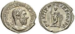 Macrinus, 217-218. Denarius (Silver, 20mm, 3.33 g 6), Rome, March-June 218. IMP C M OPEL SEV MACRINVS AVG Laureate and cuirassed bust of Macrinus to right. Rev. PONTIF MAX TR P COS P P Securitas stand