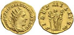 Valerian I, 253-260. Binio (Gold, 20mm, 5.20 g 6), Rome, 253-254. IMP C P LIC VALERIANVS AVG Radiate, draped and cuirassed bust of Valerian I to right. Rev. FIDES MILITVM Fides standing left, holding 