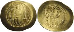 BYZANTINE AND EARLY MEDIEVAL COINS Constantine X Ducas, 1059-1067. Histamenon (Gold, 27mm, 4.39 g 6), Constantinople. +IhS IXS REX REGNANThIm Christ, nimbate, seated facing on straight-backed throne, 