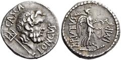 ROMAN REPUBLICAN COINS Brutus and Casca Langus, 43-42 BC. Denarius (Silver, 17mm, 3.92 g 12), mint moving with Brutus. CASCA LONGVS Wreathed head of Neptune to right; behind, trident. Rev. BRVTVS IMP 