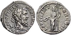 ROMAN IMPERIAL COINS Pertinax, 193. Denarius (Silver, 17mm, 3.25 g 12), Rome. IMP CAES P HELV PERTIN AVG Laureate head of Pertinax to right. Rev. LAETITIA TEMPOR COS II Laetitia standing left, holding