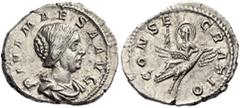 ROMAN IMPERIAL COINS Diva Julia Maesa, Died in 223 or 224/5, grandmother of Elagabalus and Severus Alexander. Denarius (Silver, 20mm, 3.06 g 6), struck under her grandson, Severus Alexander, Rome , 22