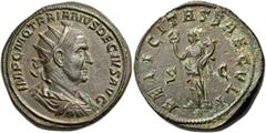 ROMAN IMPERIAL COINS Trajan Decius, 249-251. Double Sestertius (Orichalcum, 36mm, 46.76 g 112), Rome. IMP C M Q TRAIANVS DECIVS AVG Radiate, draped and cuirassed bust of Trajan Decius to right. Rev. F