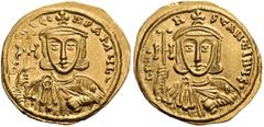 BYZANTINE AND MEDIEVAL COINS Constantine V Copronymus, 741-775. Solidus (Gold, 20mm, 4.46 g 6), Constantinople, c. 742-745. d LEON PA MUL- Crowned bust of Constantine's father Leo III facing, wearing 