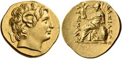 GREEK COINS Kings of Thrace. Lysimachos, 305-281 BC. Stater (20 mm, 8.49 g, 1 h), with a portrait of an uncertain ruler, uncertain mint, probably in Asia Minor. Head of a 3rd century BC Hellenistic ru