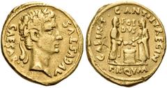 ROMAN IMPERIAL AND PROVINCIAL COINS Augustus, 27 BC-AD 14. Aureus (Gold, 21 mm, 7.89 g, 8 h), Rome, under C. Antistius, c. 13 BC. CAESAR AVGVSTVS Head of Augustus to right wearing oak wreath. Rev. C A
