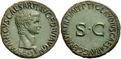 ROMAN IMPERIAL AND PROVINCIAL COINS Germanicus, died 19. As (Copper, 29 mm, 11.68 g, 7 h), struck under Claudius, 42-43, Rome. GERMANICVS CAESAR TI AVG F DIVI AVG N Bare head of Germanicus to right. R