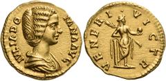 ROMAN COINS Julia Domna, Augusta, 193-217. Aureus (Gold, 19 mm, 7.25 g, 3 h), Rome, 194. IVLIA DOMNA AVG Draped bust of Julia Domna to right, her hair in five waves and bound up at the back. Rev. VENE