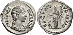 ROMAN COINS Julia Mamaea, Augusta, 222-235. Denarius (Silver, 19 mm, 2.91 g, 1 h), mother of Severus Alexander, Rome, 232. IVLIA MAMAEA AVG Diademed and draped bust of Julia Mamaea to right. Rev. FECV