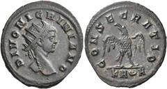 ROMAN COINS Divus Nigrinian, died circa 284. Antoninianus (Billon, 21 mm, 2.62 g, 12 h), struck by his father, Carinus, Rome, first officina, 6th issue, early 285. DIVO NIGRINIANO Radiate head of the 