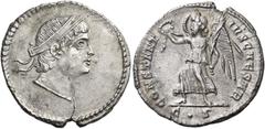 ROMAN COINS Constantius II, as Caesar, 324-337. Siliqua (Silver, 19.5 mm, 2.91 g, 6 h), Constantinople, sixth officina, 337. Diademed head of Constantius II to right, looking upwards. Rev. CONSTANT-IV