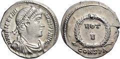 ROMAN COINS Valentinian I, 364-375. Heavy Siliqua (Silver, 21 mm, 3.31 g, 12 h), Constantinople, first officina, 364-367. D N VALENTINI-ANVS P F AVG Pearl-diademed, draped and cuirassed bust of Valent