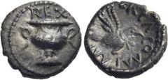 Celtic CELTIC, Britain. Atrebates & Regni. Verica, circa AD 10-40. Minim (Silver, 8 mm, 0.30 g, 1 h), 'Wine Cup' type. REX Double handed garnished wine cup. Rev. VERICA COMMI F Roman legionary Aquila 