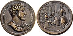 European Medals ITALY. Padua. Mid 16th Century. Medallion (Bronze, 38 mm, 42.64 g, 7 h), by Giovanni da Cavino (1500-1570), on Marcus Aurelius Caesar. AVRELIVS CAE-SAR AVG PII F COS I Bare-headed and 