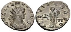 Roman Imperial Gallienus, 253-268. Antoninianus (Silver, 20 mm, 3.45 g, 5 h), Rome, 263. GALLIENVS AVG Radiate, draped and cuirassed bust of Gallienus to right. Rev. AEQVITAS AVG Aequitas standing lef