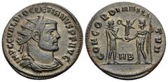 Roman Imperial Diocletian, 284-305. Antoninianus (Billon, 21.5 mm, 2.93 g, 11 h), Heraclea, 2nd officina (B), 295-296. IMP C C VAL DIOCLETIANVS P F AVG Radiate, draped and cuirassed bust of Diocletian