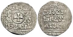 States of the Crusaders CRUSADERS. Imitating Ayyubid coinage of Damascus. Dirham (Silver, 22 mm, 2.79 g, 8 h), Christian-Arabic Dirham, Akka (Akre), 1251. Large cross pattée; around in arabic, 'one Go