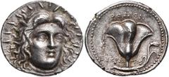 Greek Coins ISLANDS OFF CARIA, Rhodos. Rhodes. Circa 229-205 BC. Tetradrachm (Silver, 25 mm, 13.58 g, 12 h), Eukrates. Radiate head of Helios facing, turned slightly to the right. Rev. ΡΟΔΙΟΝ / ΕΥΚΡΑ 