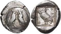 Greek Coins DYNASTS OF LYCIA. Kherei, circa 430-410 BC. Stater (Silver, 16 mm, 8.61 g, 6 h), Kandyba (?), 430. Two opposed roosters standing facing each other; all on round shield. Rev. ↓↑/ΡW/E Owl st