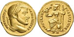 Roman Imperial Coins Maxentius, as Princeps and Caesar, 306-307. Aureus (Gold, 18 mm, 5.49 g, 12 h), Rome, early - March 307. MAXENTIVS - PRINC INVICT Laureate head of Maxentius to right. Rev. CONSERV