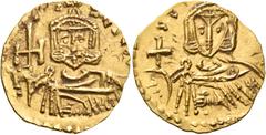 Byzantine Coins Nicephorus I, with Stauracius, 802-811. Solidus (Gold, 20 mm, 4.24 g, 7 h), Syracuse, 810-811. [N-]I-FoRos bA Bearded, facing bust of Nicephorus I, wearing crown with a cross on circle