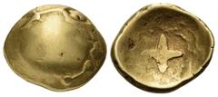 Celtic CELTIC, Central Europe. Vindelici. Circa 2nd-1st century BC. Quarter stater or 'Glattes Regenbogenschüsselchen' (Gold, 12 mm, 1.87 g). Almost obliterated celticized male head, with large eye st