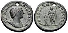 Roman Aurelian, 270-275. As (Bronze, 23.5 mm, 7.50 g, 12 h), Serdica, 7th emission, April-November 274. SOL DOMINVS IMPERI ROMANI Draped bust of Sol to right, bearing the features of Aurelian. Rev. AV