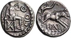 Celtic CELTIC, Britain. Trinovantes & Catuvellauni. Epaticcus, circa AD 35-43. Unit (Silver, 12 mm, 1.03 g, 5 h). [TAS]-CIOV Victory seated to right on backless chair, holding wreath in her outstretch