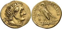 Greek PTOLEMAIC KINGS OF EGYPT. Ptolemy II Philadelphos, 285-246 BC. Pentadrachm (Gold, 23.5 mm, 17.64 g, 12 h), Alexandria, c. 275/4-272. Diademed head of Ptolemy I to right, wearing aegis around his