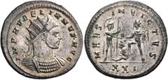 Roman Imperial & Provincial Aurelian, 270-275. Antoninianus (Billon, 22 mm, 4.38 g, 12 h), Cyzicus, early 275-summer 275. IMP AVRELIANVS AVG Radiate and cuirassed bust of Aurelian to right. Rev. MARS 