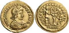 Roman Imperial & Provincial Valentinian III, 425-455. Semissis (Gold, 17.5 mm, 2.23 g, 6 h), Rome, 435-436. D N PLA VALENTINIANVS P F AVG Rosette-diademed, draped and cuirassed bust of Valentinian to 