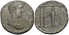 Roman Provincial CARIA. Mylasa. Geta, Caesar, 198-209. (Bronze, 37 mm, 22.44 g, 6 h). ΠO CEΠTI-[MIOC ΓETAC KAI]C Draped, and cuirassed bust of Geta to right. Rev. MYΛΑ-[CEΩN] Cult statue of Zeus Labra