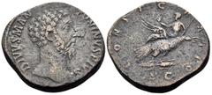 Roman Imperial Divus Marcus Aurelius, died 180. Sestertius (Orichalcum, 31.5 mm, 22.71 g, 12 h), consecration issue, struck under Commodus, Rome, 180. DIVVS• M• AN-TONINVS PIVS Bare head of the deifie