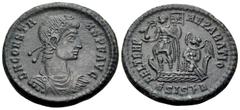Roman Imperial Constans, 337-350. Follis (Bronze, 23.5 mm, 6.66 g, 5 h), Siscia, 5th officina, 348-350. D N CONSTA-NS P F AVG Rosette-diademed, draped and cuirassed bust of Constans to right. Rev. FEL