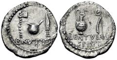 Roman Republican & Imperatorial Brutus with P. Cornelius Lentulus Spinther, early 42 BC. Denarius (Silver, 20.5 mm, 3.75 g, 12 h), military mint travelling with Brutus, probably at Smyrna. BRVTVS Axe,