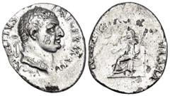 Roman Imperial Vitellius, 69. Denarius (Silver, 20 mm, 3.29 g, 6 h), Lugdunum (Lyon). A VITELLIVS IMP GERMAN Laureate head of Vitellius to right. Rev. VESTA P R QVIRITIVM Vesta seated to left, holding