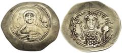 Byzantine Nicephorus III Botaniates, 1078-1081. Histamenon (Electrum, 31 mm, 4.29 g, 6 h), Constantinople. Bust of Christ Pantokrator facing; in field, IC - XC. Rev. +NIKHΦP ΔECΠT B Crowned facing bus