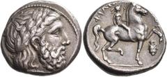 GREEK COINS Kings of Macedon Philip II, 359-336 BC. Tetradrachm (Silver, 26 mm, 14.51 g, 12 h), Amphipolis, 342/1-329/8. Laureate head of Zeus to right. Rev. ΦΙΛΙΠ - ΠΟΥ Young jockey, holding palm bra
