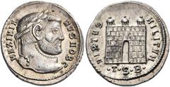 ROMAN COINS Galerius, as Caesar, 293-305. Argenteus (Silver, 20 mm, 3.30 g, 12 h), Thessalonica, 2nd officina, c. 302. MAXIMIA-NVS NOB C Laureate head of Galerius to right. Rev. VIRTVS MILITVM / •T•S•