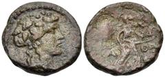 The Vineyard Collection part III ATTICA. Athens. 39-37 BC. (Bronze, 18.5 mm, 4.75 g, 12 h). Head of youthful Dionysos to right. Rev. A-ΘE Athena advancing to right, holding spear with her right hand a
